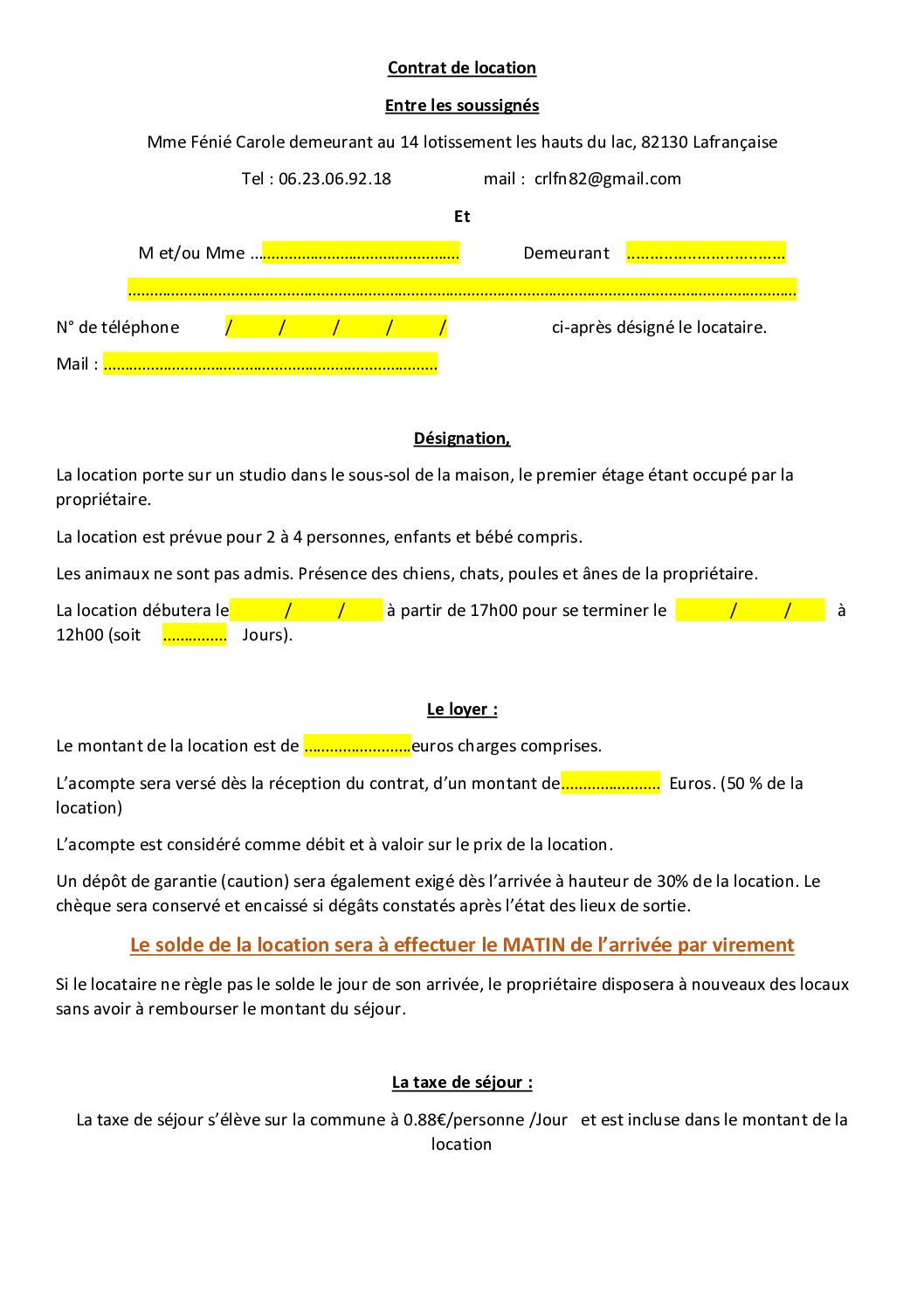 contrat de location