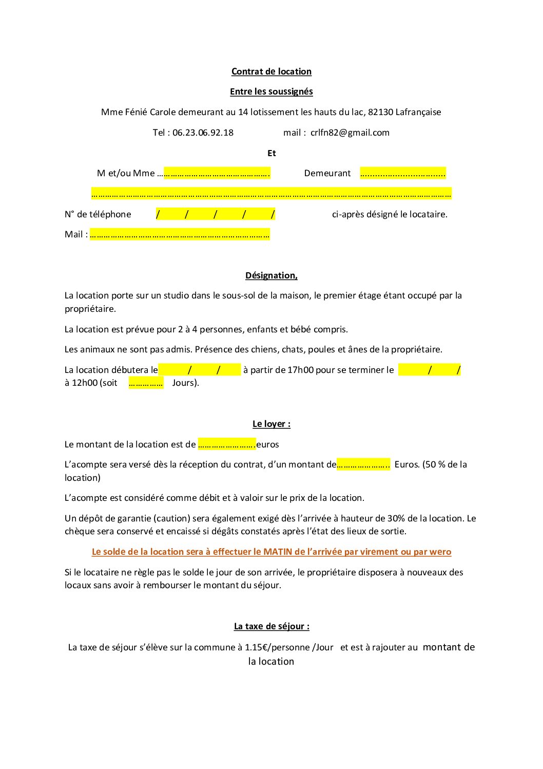 contrat de location